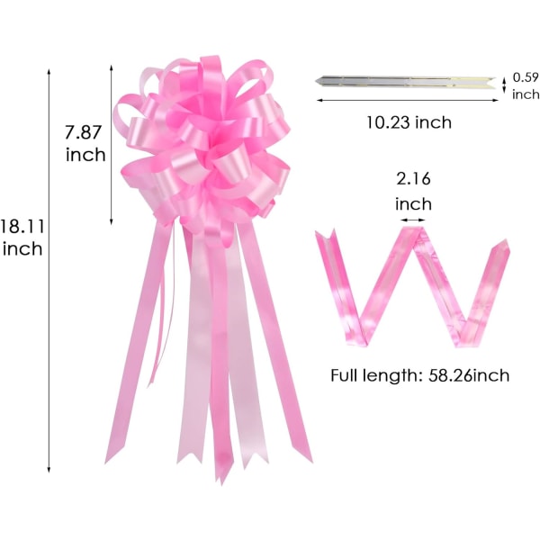 10 Pieces (Pink) Ribbon Pull Bows, Large Ribbon Bows for Gifts