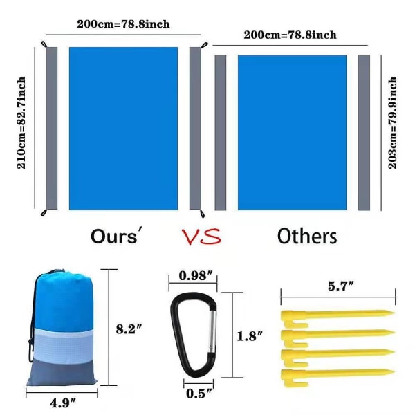 Piknikteppe Strandmatte Piknikmatte, Strandteppe Piknikteppe Ekstra Stor 210 x 200 cm, Kan brukes på stranden Utendørs Camping og