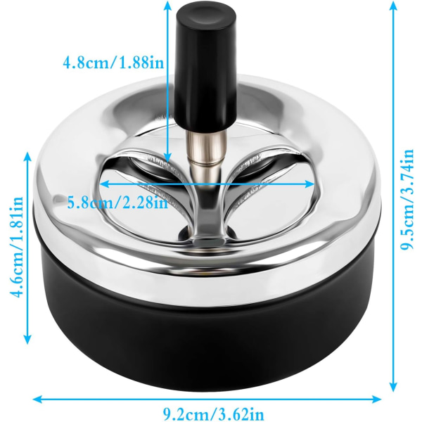 3 stk. Lukket Askebæger med Drejefunktion Vind Askebæger med Låg