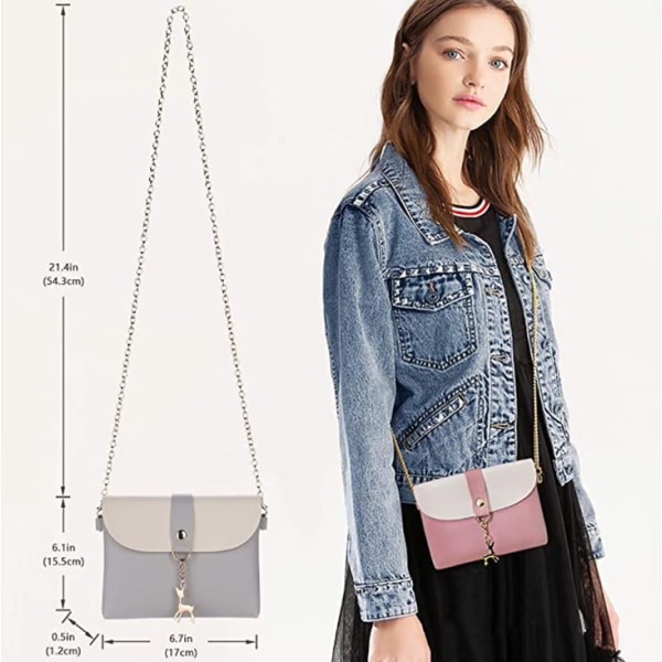 Liten crossbody-veske for kvinner, skulderveske i hjorteskinn