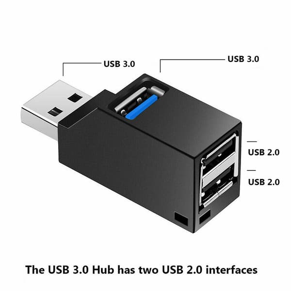 2 stk. 3 Port USB 3.0 Hub Bærbar Højhastigheds Splitterboks Til PC Notebook Laptop Black+White
