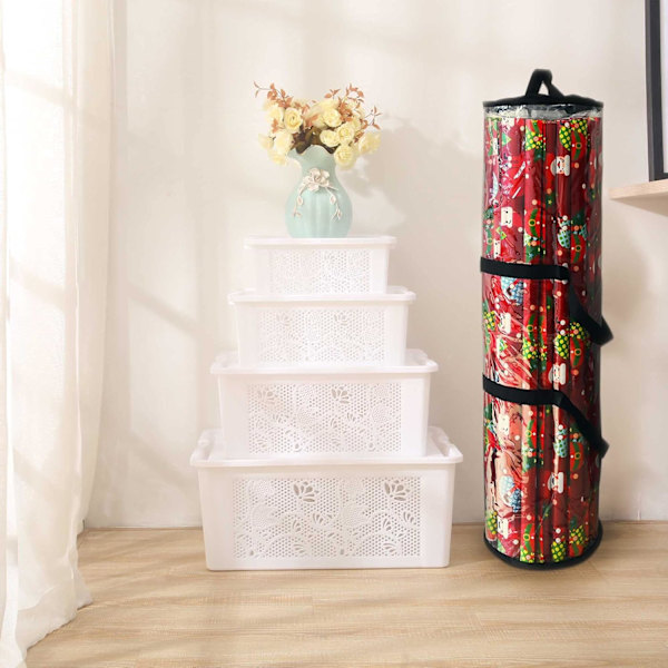 Julesylinder Gavepapir Oppbevaring Klar Veske Gavepapir Organiserer Jul Ryddig – Oppbevarer Kuler Glitter Lys black