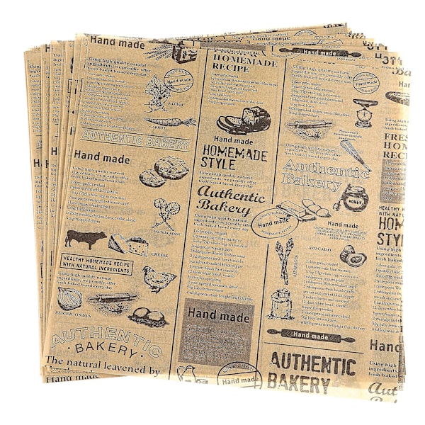 50 Ark Brunt Kraftpapper, Omslagspapper, Bakplåtspapper, Matlagningspapper för Air Fryer, Dekorativt Deli-papper