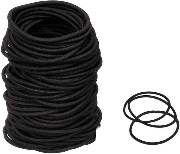 100 stk. 2 mm tykke elastiske hårbånd, elastikker, hestehaleholdere, hårbånd i bulk (sort)