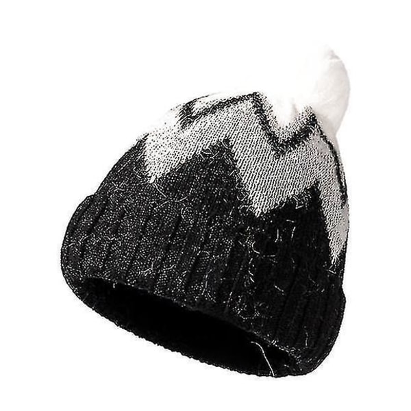 Dame Beanie Hat Faux Fur Pom Beanie Black Winter Hat