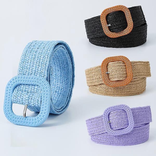 Midjebelte Dame Halm Midjebelte Vevd Midjebelte Tilbehør for Jeans Bukser Purple
