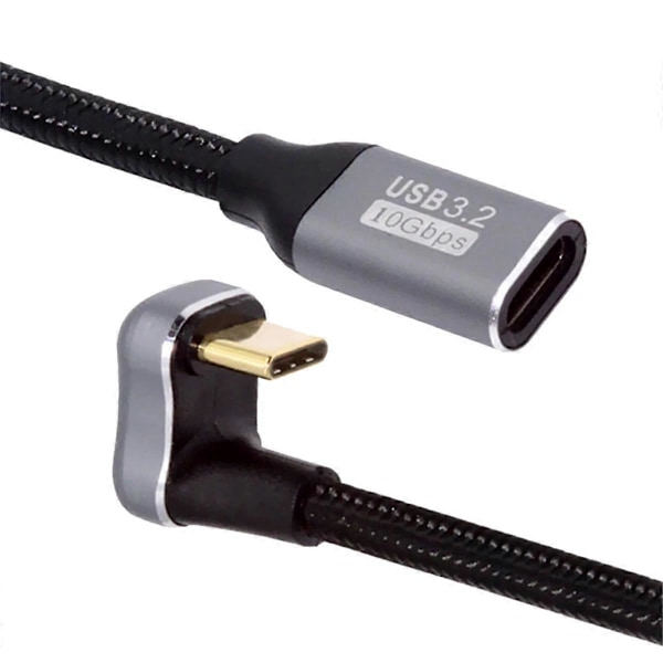 5A Forlængerkabel Type C Han til USB C Hun PD100W Hurtig Opladningskabel Forlænger 90 Graders U Form USB C Forlængerkabel