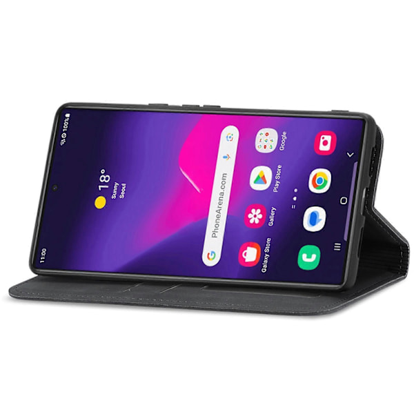 Retro Magnetiskt Läder Skal med Hudkänsla Black For Samsung Galaxy S25 Ultra 5G
