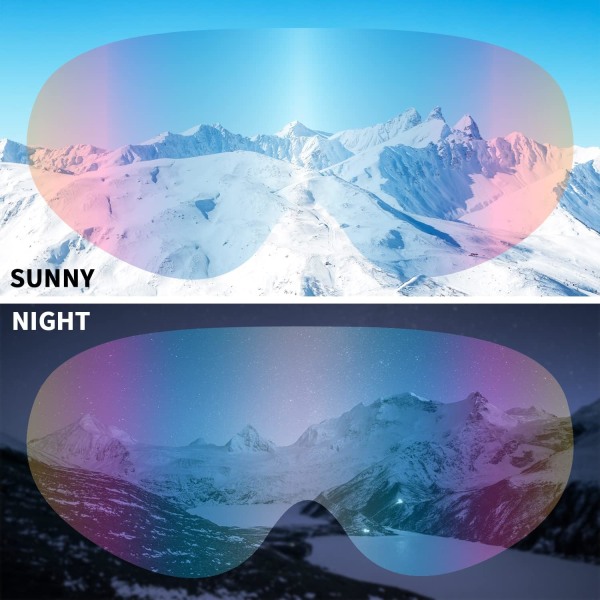 2 Pakke Skibriller, Motorcykelbriller-Hvid/Pink, Snowboard