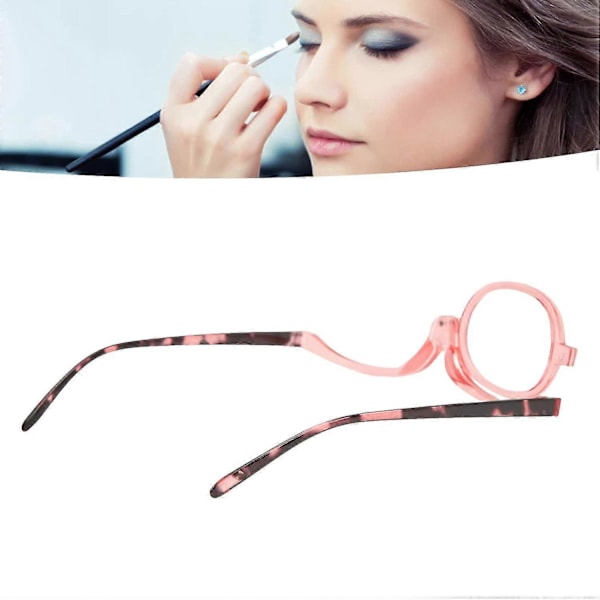 Meikkilasit lukemiseen, Suurennuslasilliset meikkilasit senioreille, Käännettävät kosmeettiset lukulasit naisille Pink 1.5x