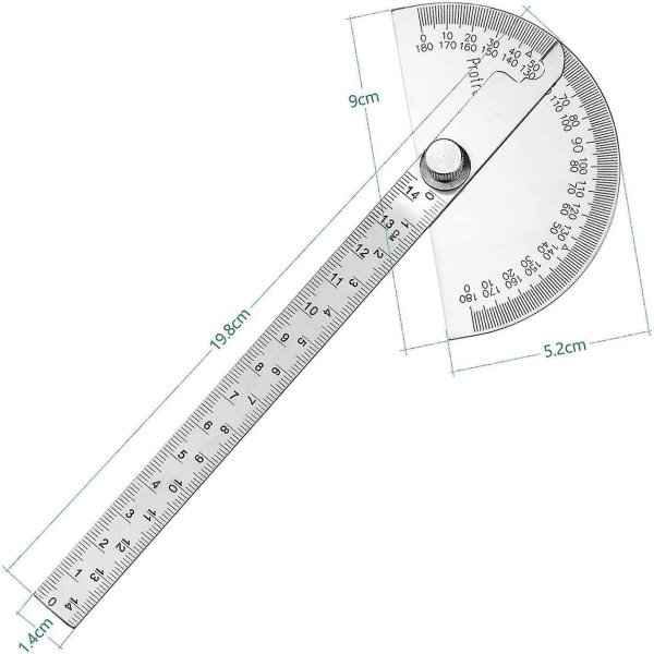 Stainless Steel Protractor 0-180 Protractor Angle Gauge Arm Measuring Ruler Tool Engineer Protractor With 140mm Ruler, Universal Angle Ruler For Paint