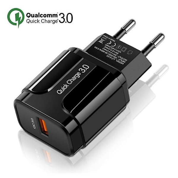 OLAF Qualcomm Quick Charge 3.0 USB Vegglader AC Hjemmelader Plugg Adapter - Svart