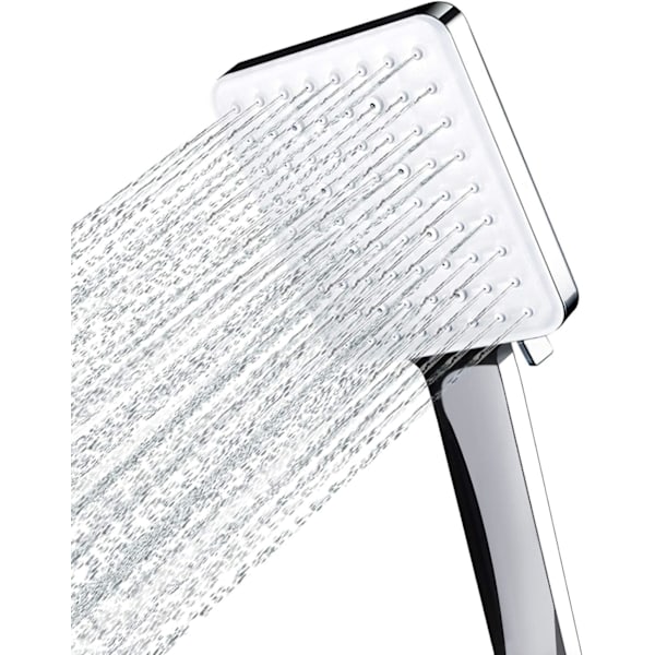 Duschmunstycke, Högtrycksduschmunstycken med 6 Lägen, Endast Kraftfullt Duschmunstycke, Universellt Vattenbesparande Stort Duschmunstycke Silver Shower Head