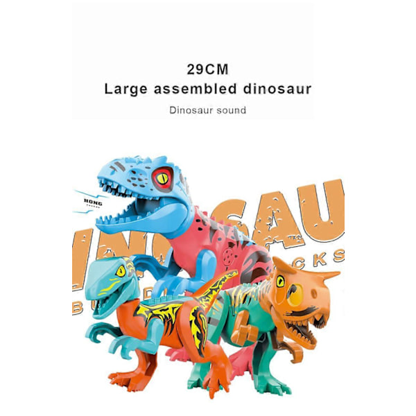 Til børn Stor Fuld størrelse Rex Indominus Dinosaur Figur Byggeklodser Legetøj Gave JM082