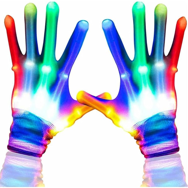 LED-handsker til voksne børn, 6-mønstret LED-glød-fingerblinkende