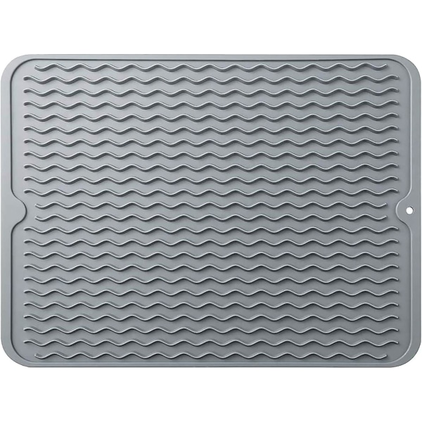 Large Silicone Dish Drying Mat, Dish Drainer Mat, Trivet, Heat Resistant Kitchen Accessory, 4540cm (Grey)