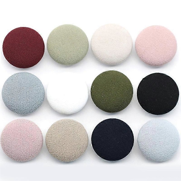 10 st Kläder DIY Runda Dekorativa Klänningsskjorta Tygklädda Tyglappar Metallknappar beige 11MM