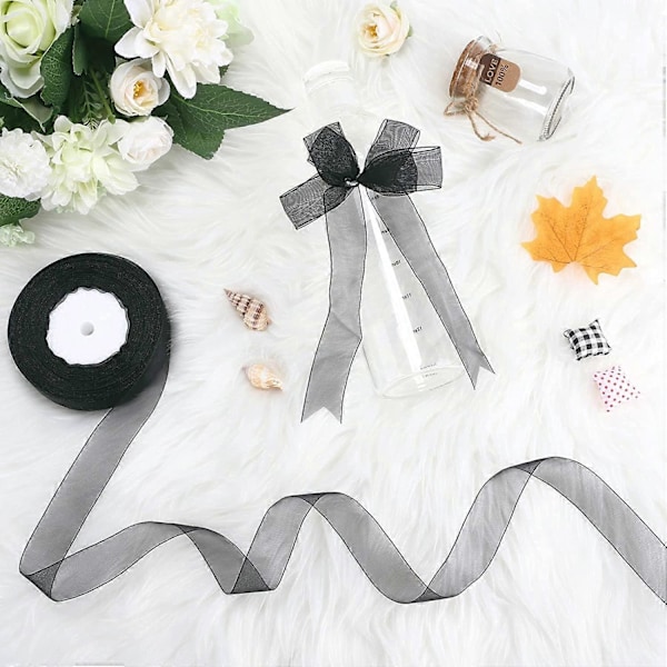 40mm x 45m /rulle Skinnende Transparent Organza Bånd, Chiffon Stofbånd til Buketter Guirlande, Sløjfe