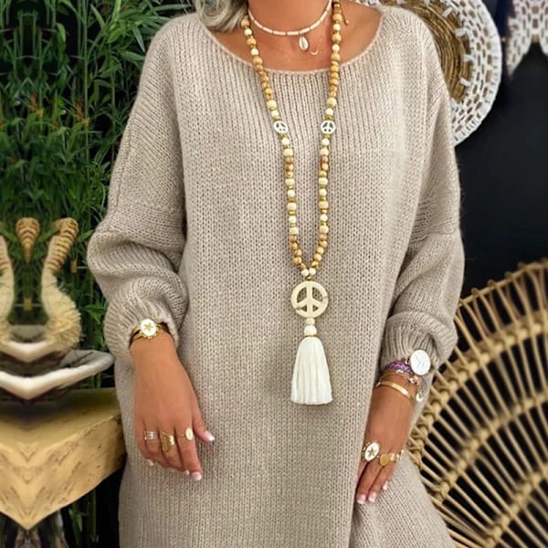 Fredshänge halsband för kvinnor Boho estetisk tofs trä