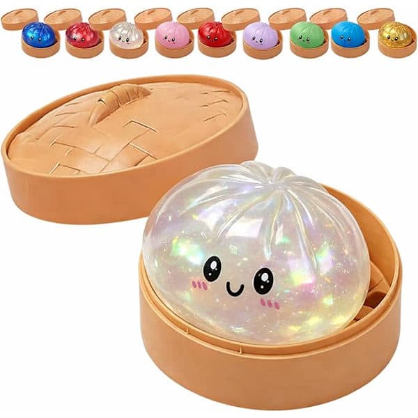Glitterbold, Glitterbold Squishy med æske, Sensorisk klemmelegetøj til stresslindring Hvid,AB