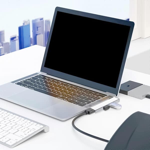 90 Graders USB Typ C Hub Dockningsstation 4 Portars Dataöverföring Expander, Snabb USB3.0 för PC Laptop Silver Silver