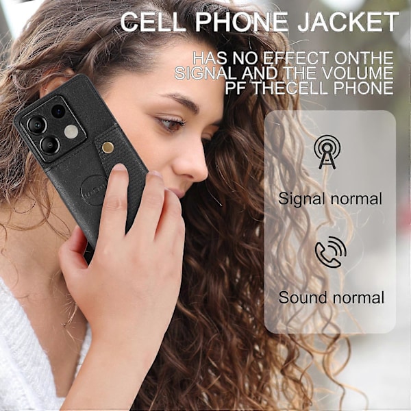 För Xiaomi Redmi Note 13 5G Fodral PU Läder+TPU Anti-fall Telefonskal med Korthållare Style D