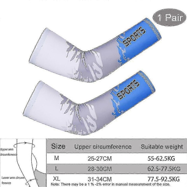 Andningsbara, snabbtorkande, UV-resistenta löparärmar, basketarmbågsskydd, träningsarmbågsskydd HY C Cool Blue L