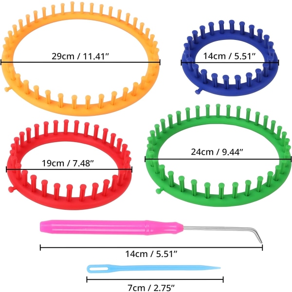 Rund Plaststickmaskin med Haka och Nål (6 Stycken) - Storlekar
