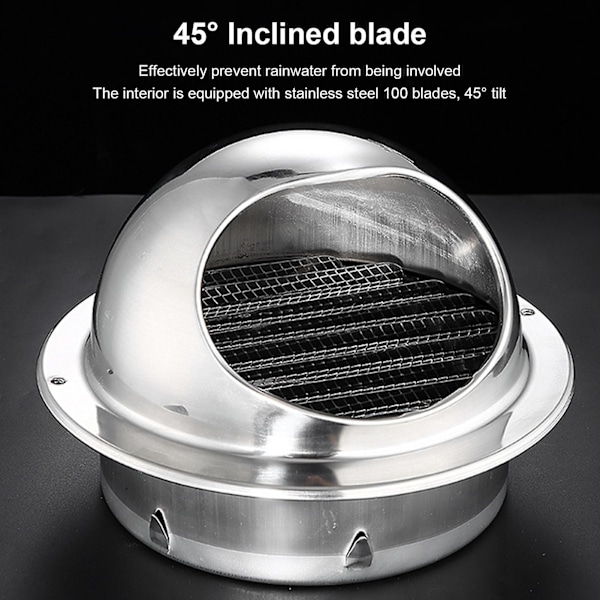 Ventilationsdæksel Rustfri Sikker Forbindelse Multipurpose Rustfrit Stål Luftventil Rund Gitter med Fluenetsmaske f 150mm