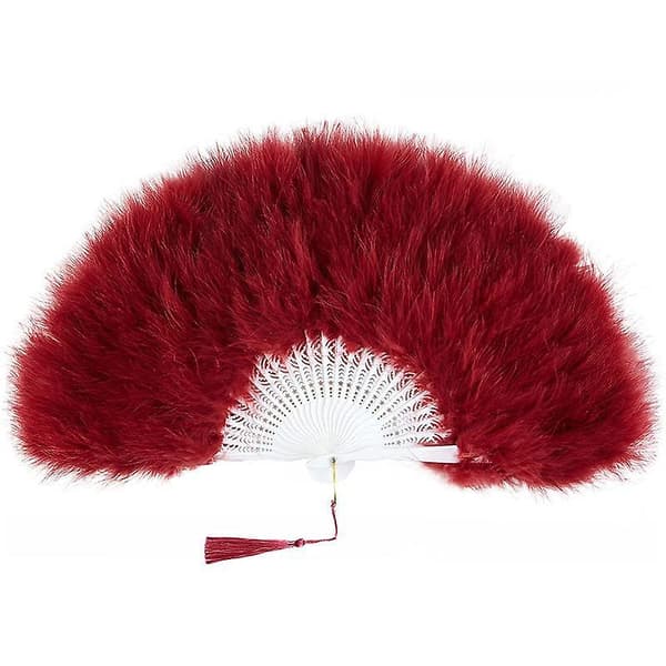 Fjer Vifte, Vintage Folde Vifte Flapper Hånd Vifte - Red
