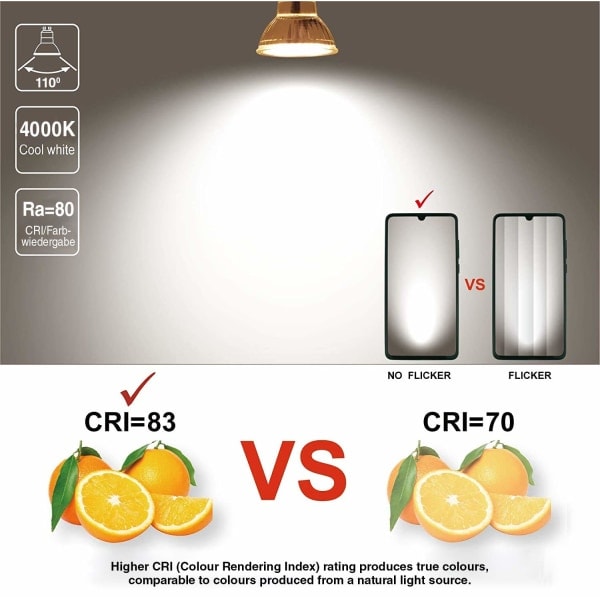 Paket med 6 st GU10 LED-lampor 5 W, varmvitt 4000 k hög ljusstyrka