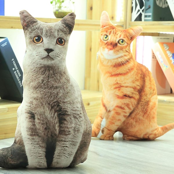 3D Simulationskatt Kudde Katt Plysch Kudde Mjukt Gosedjur Soffdekor Födelsedag för Barn Flickvän
