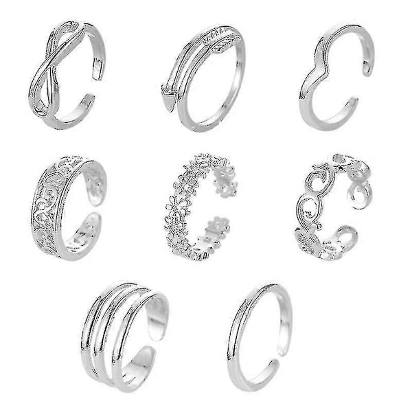 Tåringar i koppar för kvinnor, öppna tåringar, justerbar ring för lilltån Silver
