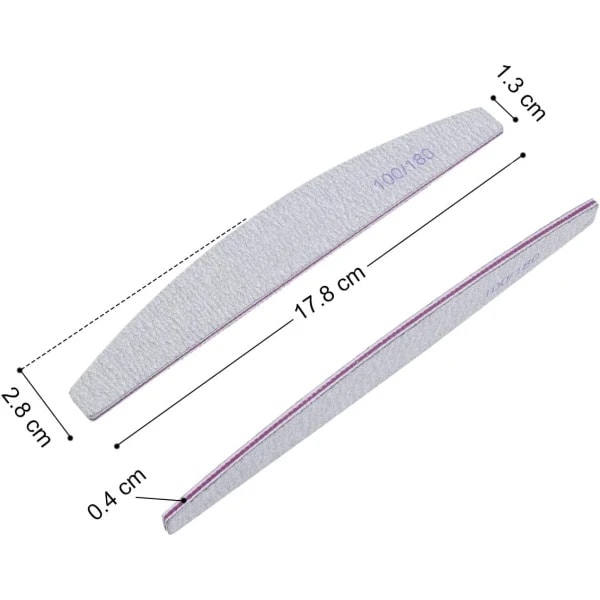 16 stk. dobbeltsidet neglefil - 100/180 grit vaskbar fil Hvid