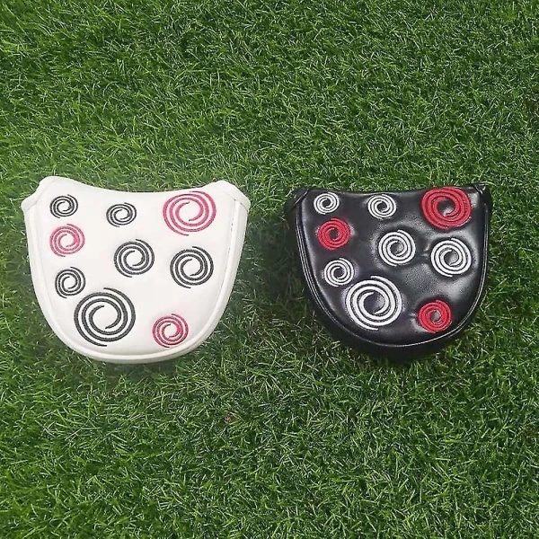 Golf Hodebeskyttelse Golf Mallet Putter Beskyttelse Lær Hodebeskyttelse Magnetisk Lukking Simple black