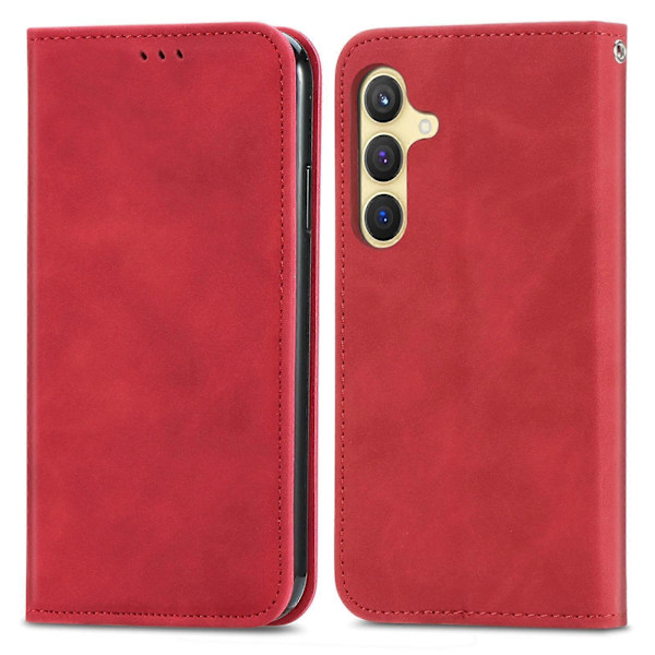 Retro Skin Feel Magnetisk Lær Telefondeksel Red For Samsung Galaxy S25+ 5G