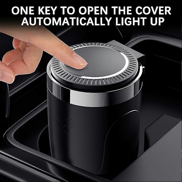 Bilaskkopp med Lock & Blått LED-ljus, Portabel Rökfri Rostfri Papperskorg, Biltillbehör, Passar De Flesta Bilmugghållare Red with Vent Holder