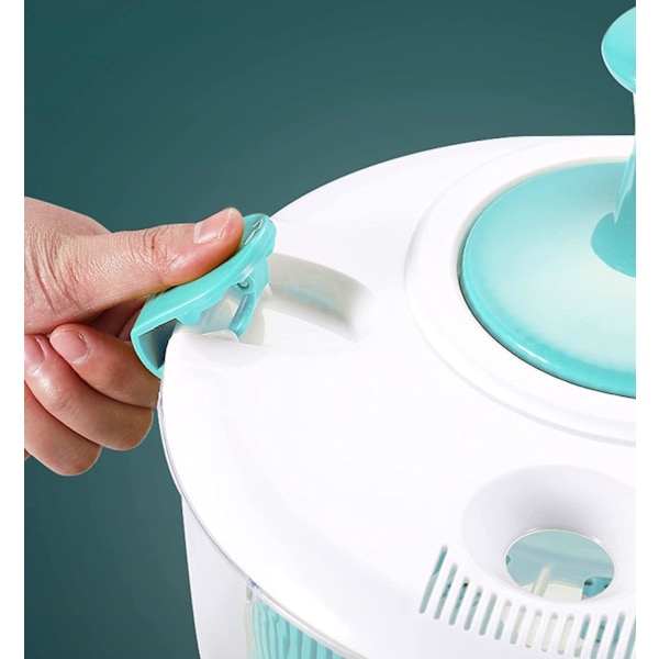 Salladsslunga - Salladstvättare, 5L Salladstork Salladsslungor med Grönsakstvättskorg, Hushållsfrukt Dehydrator Avlopp Blue