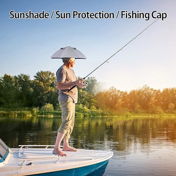 Fiske Paraplyhat, Udendørs Håndfri Paraply Fiskehat Foldbar Sol Regn Vandtæt UV Beskyttelse Hovedbeklædning Paraply