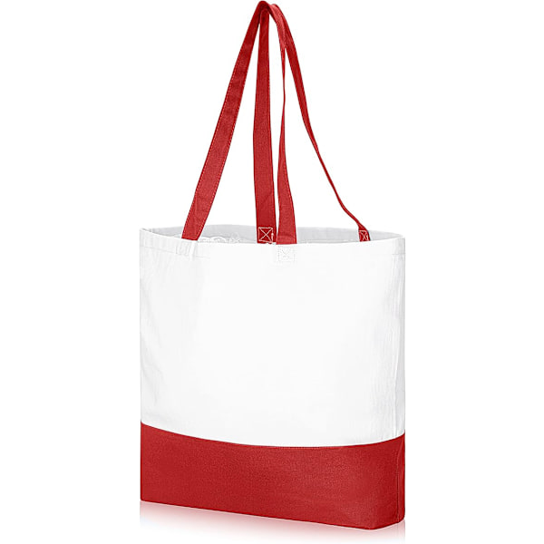 Genanvendelige indkøbsposer, fashionable tofarvede tasker til håndarbejde, DIY og kreative designs bomuldslærred tote taske. Red White