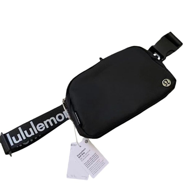 Lululemon Everywhere -vyölaukku, musta, Wordmark-hihnalla naisille, miehille ja unisex-käyttöön, musta