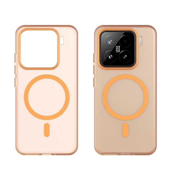 For Xiaomi 15 Deksel Kompatibelt med MagSafe TPU PC Slim Matt Gjennomsiktig Telefondeksel - Oransje Orange