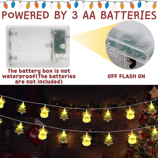 Julgransljus, Jultomte Julgransljus, 3M 20 LED Jultomte Ljusslinga Batteridriven Fe-ljus för Julpar