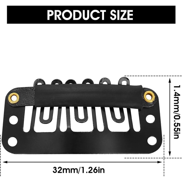 100 st Wig Clamps Hårklämmor Svart Flätad 6 Klor U-Form Silikon Metall Peruk Hårklämma För Hår Extensions Spännen Hårklämma Kvinnor Peruker Barrett