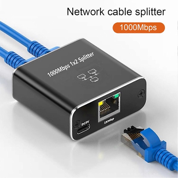 Ethernet Splitter 1000mbps Høy Hastighet 1 til 2 Enheter Samtidig Nettverk Stabil Signaloverføring Nettverk Splitter