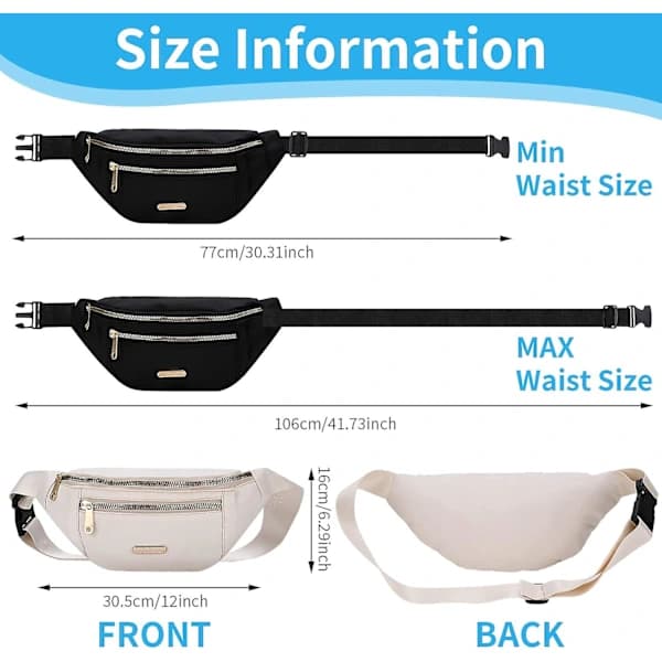 2-pack midjeväska - Trendig resmodell med 3 blixtlåsfack (olika)