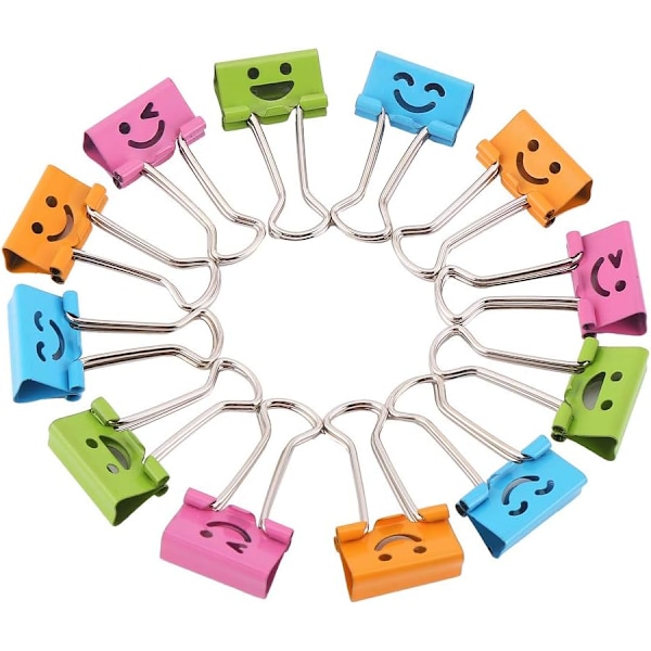 19mm Mini Binder Clips Smiley Papirklips Assorterede Farver, Pakke med 40