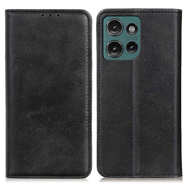 Til Motorola Edge 50 Neo 5G Etui Split Læder Flip Wallet Telefon Cover - Sort Black