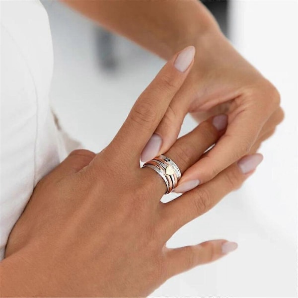 Unisex Ångestdämpande Ringar Roterbara Stressreducerande Snurrande Fidget Ring Present 11