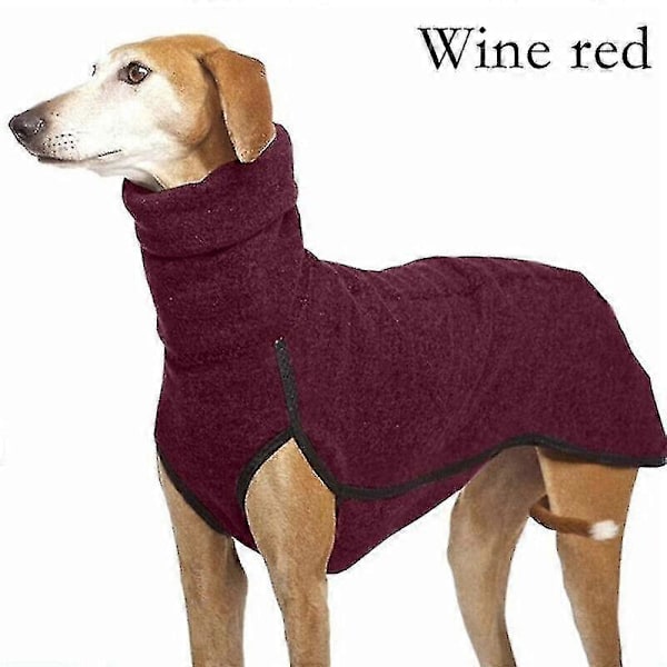 Vinterhøjhalset sweater til kæledyrshund Greyhound Whippet tøj Lurcher frakke Wine Red S